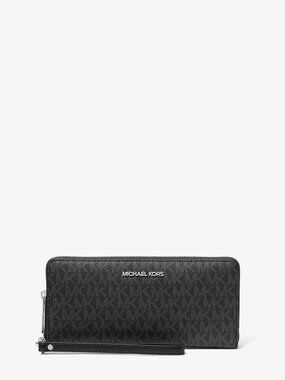 Michael Kors Jet Set Travel Large Signature Logo Continental Wallet - Black